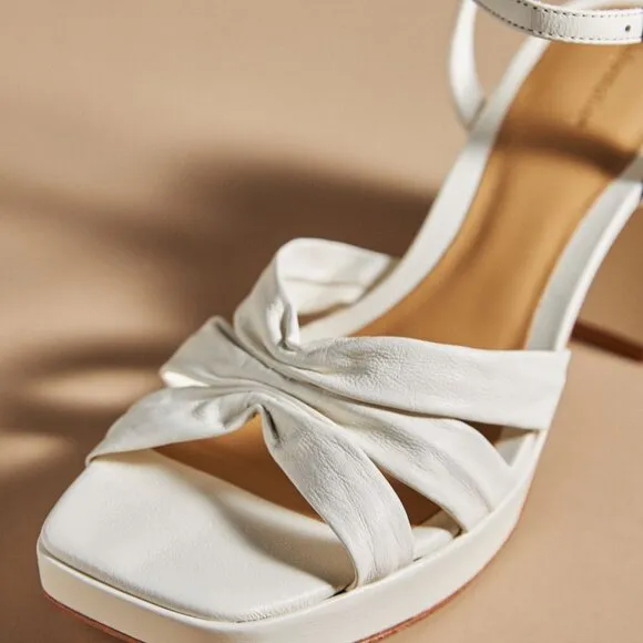 Reformation Maize Platform Heeled Sandals, White, Size 8