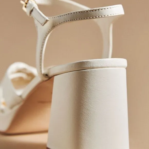 Reformation Maize Platform Heeled Sandals, White, Size 8