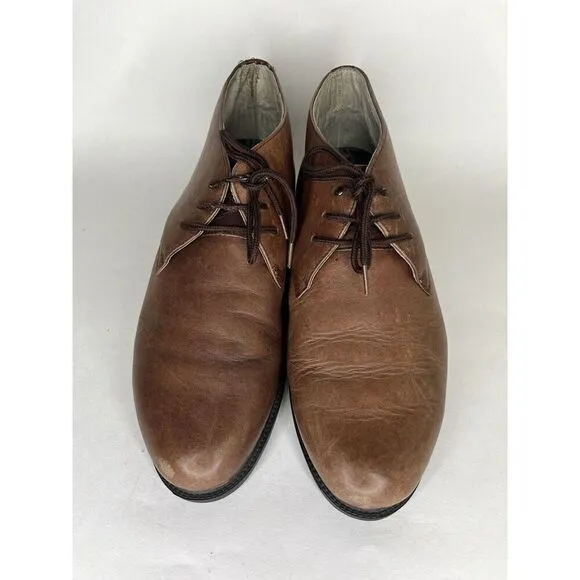 Rhea Chukka Boots Men Size 44 US 10.5 Brown Leather Lace Up Boots