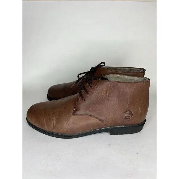 Rhea Chukka Boots Men Size 44 US 10.5 Brown Leather Lace Up Boots