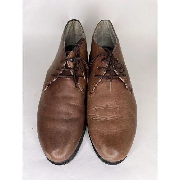 Rhea Chukka Boots Men Size 44 US 10.5 Brown Leather Lace Up Boots