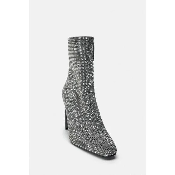 RHINESTONE HEELED ANKLE BOOTS