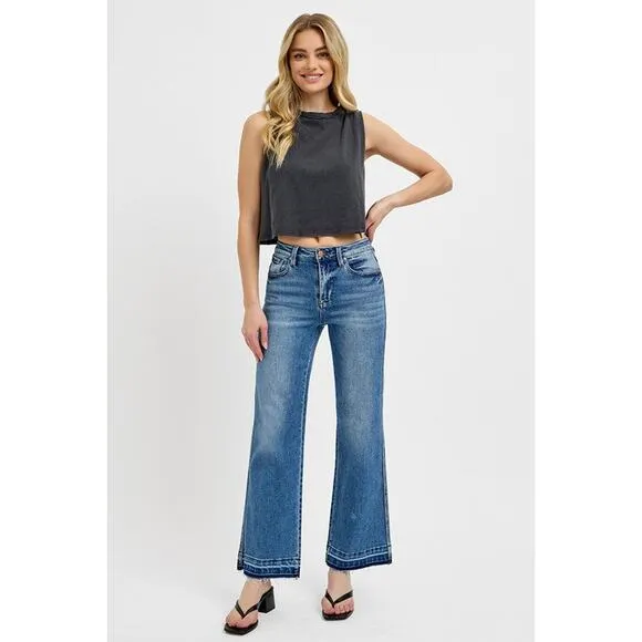 RISEN Full Size Raw Hem Ankle Bootcut Jeans Plus Size