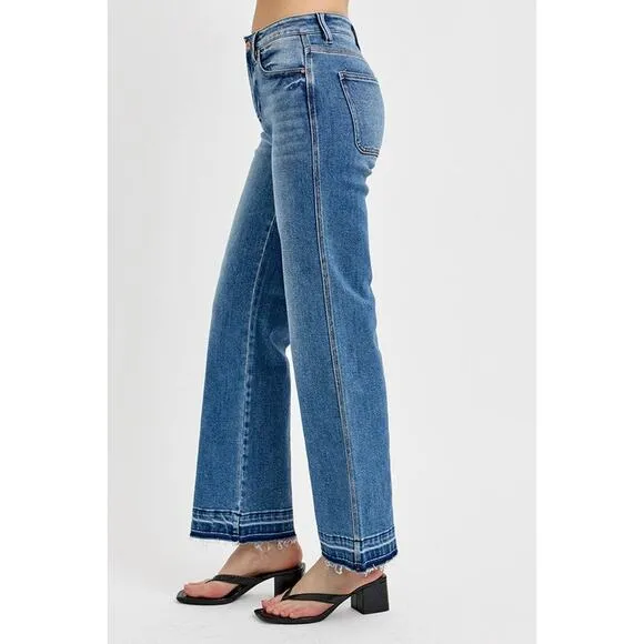 RISEN Full Size Raw Hem Ankle Bootcut Jeans Plus Size