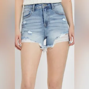 RISEN High Rise Distressed Denim Shorts