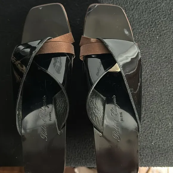 Robert Clergerie black patent leather platform sandals