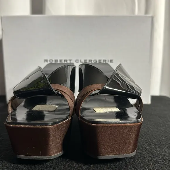 Robert Clergerie black patent leather platform sandals