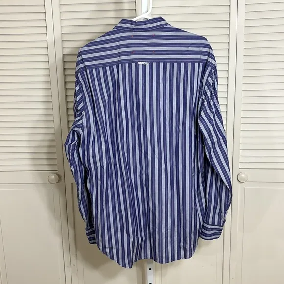 Robert Graham Striped &amp; Embroidered &quot;Summer Theme&quot; Shirt XXL