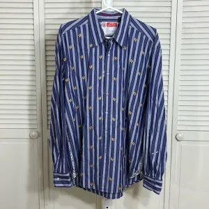 Robert Graham Striped &amp; Embroidered &quot;Summer Theme&quot; Shirt XXL