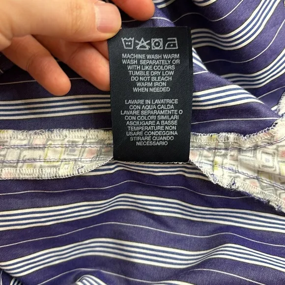 Robert Graham Striped &amp; Embroidered &quot;Summer Theme&quot; Shirt XXL