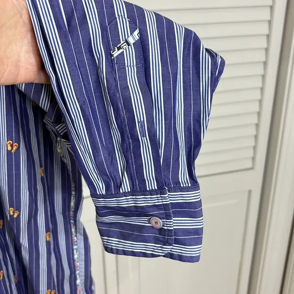 Robert Graham Striped &amp; Embroidered &quot;Summer Theme&quot; Shirt XXL