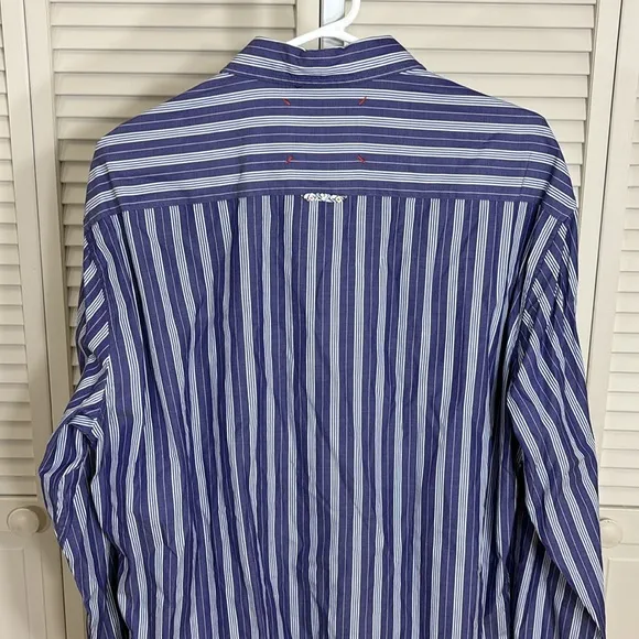 Robert Graham Striped &amp; Embroidered &quot;Summer Theme&quot; Shirt XXL
