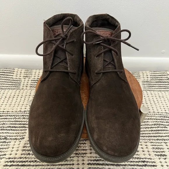 Rockport Berenger Plain Toe Chukah Boot Brown Java Suede Leather Men’s Size 10.5