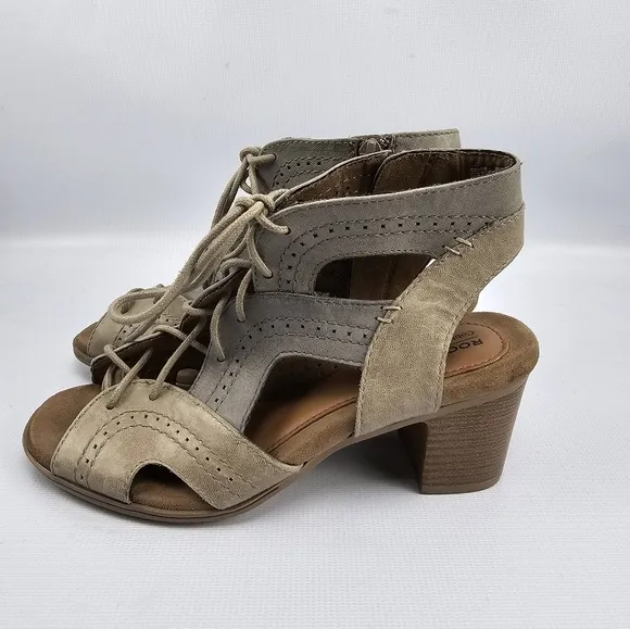 Rockport Cobb Hill Hattie Open Lace Open-toe Heeled Shoes 7.5