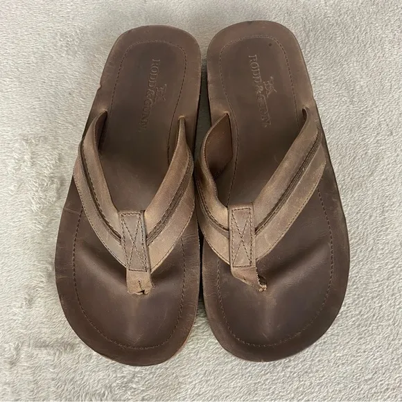 Rodd &amp; Gunn Piha Jandal Mens Flip Flops Sandals EU 41 US 8Brown Leather NEW