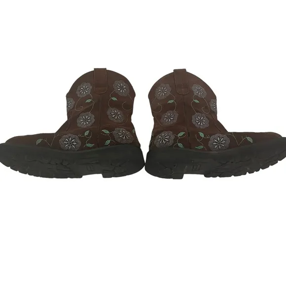 Roper Women’s Ankle Western Cowboy Leather Boots Brown Floral Embroidered Sz 6.5