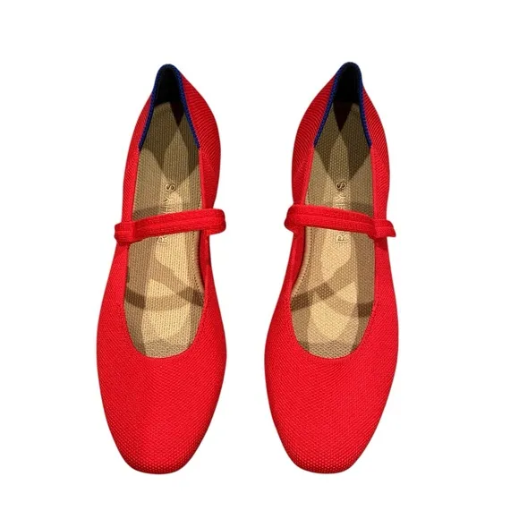 ROTHYS SQUARE MARYJANE LOLLIPOP RED FLAT SHOES 9