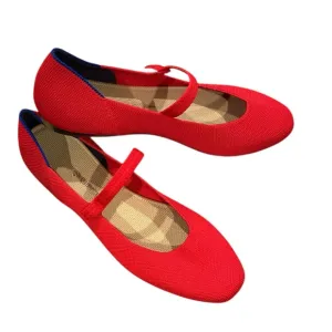 ROTHYS SQUARE MARYJANE LOLLIPOP RED FLAT SHOES 9
