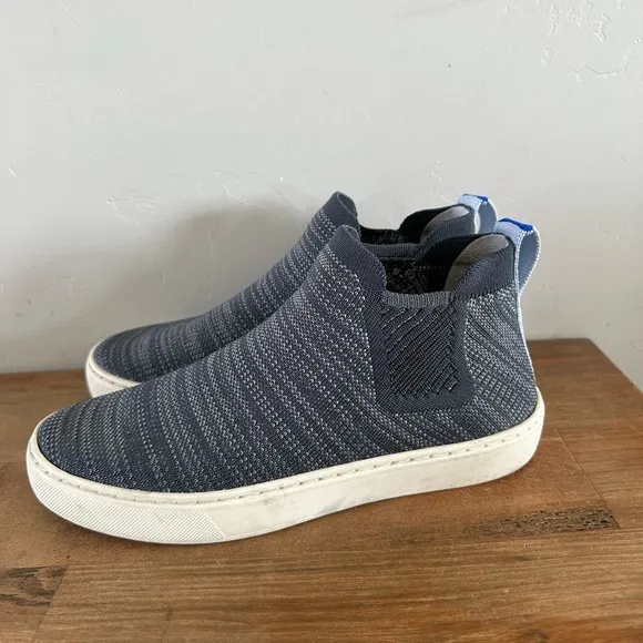 Rothy's The Chelsea Graphite Melange Knit Pull On Ankle Boots sz 6.5