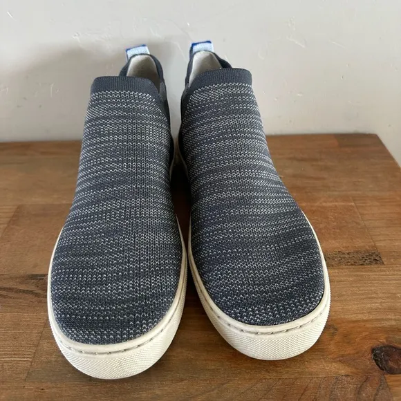 Rothy's The Chelsea Graphite Melange Knit Pull On Ankle Boots sz 6.5