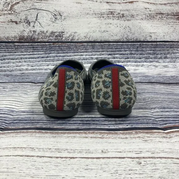 Rothy’s The Flat Gray Blue Spotted Leopard Slip On Shoes, Women’s Size 7.5