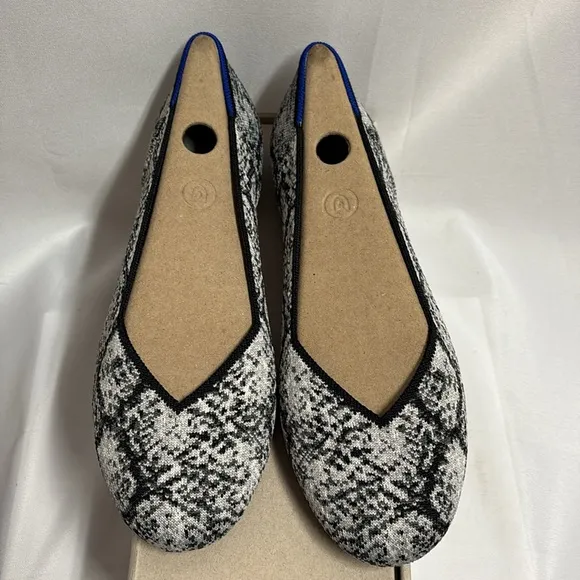 Rothy’s The Flat Round Toe in Python Snakeprint Black/White Size 10 NIB