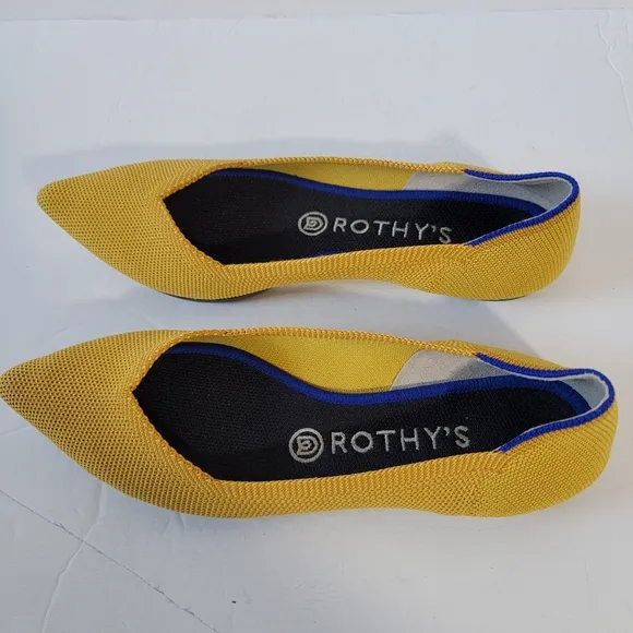 ROTHY'S The Point II In Love Insole Yellow Flat Shoes Sz W8 Washable LIKE NEW