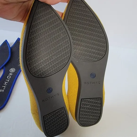 ROTHY'S The Point II In Love Insole Yellow Flat Shoes Sz W8 Washable LIKE NEW