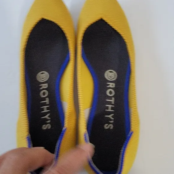 ROTHY'S The Point II In Love Insole Yellow Flat Shoes Sz W8 Washable LIKE NEW