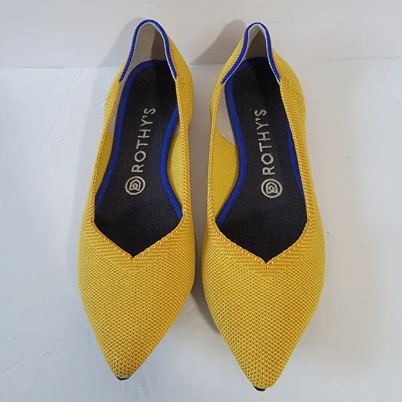 ROTHY'S The Point II In Love Insole Yellow Flat Shoes Sz W8 Washable LIKE NEW