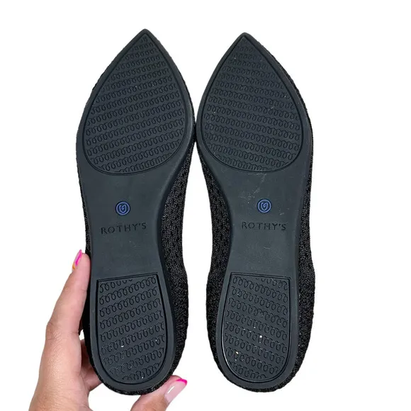 Rothy's The Point Pointed Toe Flats Black Women 6.5