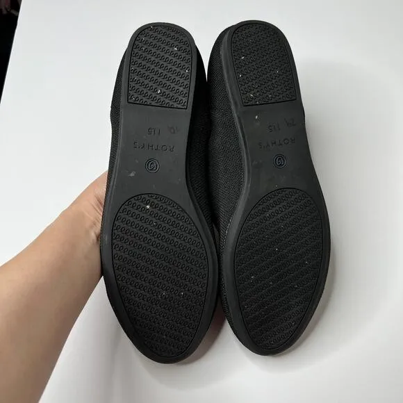 Rothys The Point Solid Pointed Toe Flat Shoes Womens 11.5 Black