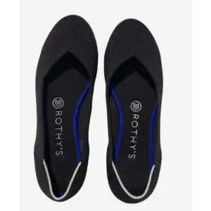 Rothys The Point Solid Pointed Toe Flat Shoes Womens 11.5 Black