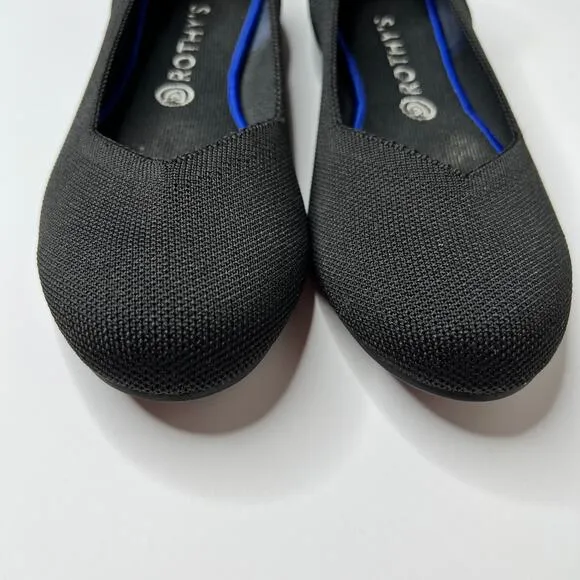 Rothys The Point Solid Pointed Toe Flat Shoes Womens 11.5 Black