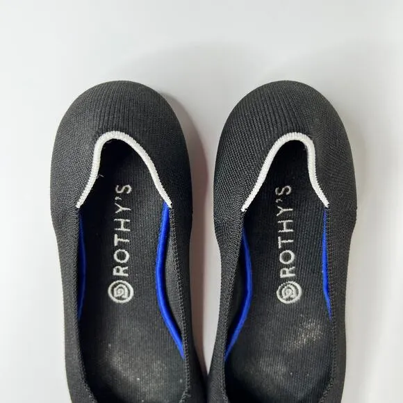 Rothys The Point Solid Pointed Toe Flat Shoes Womens 11.5 Black