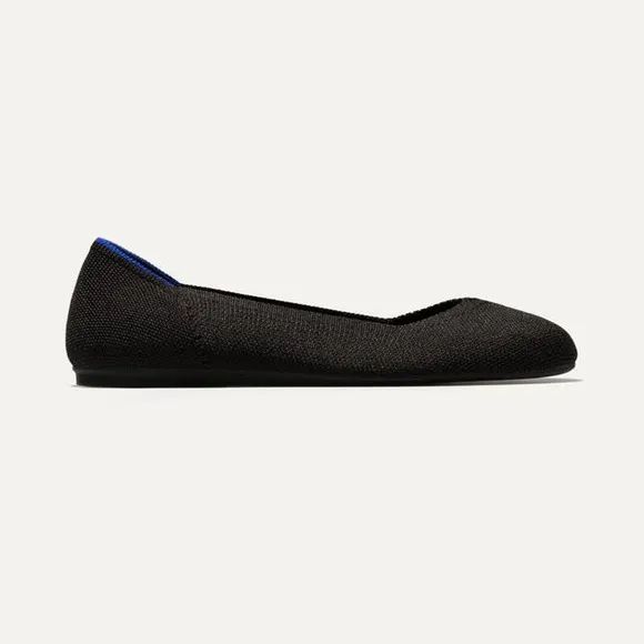 Rothy's The Round Toe Ballet Flat Slip On Comfortable Black Solid Size W11 NWOB