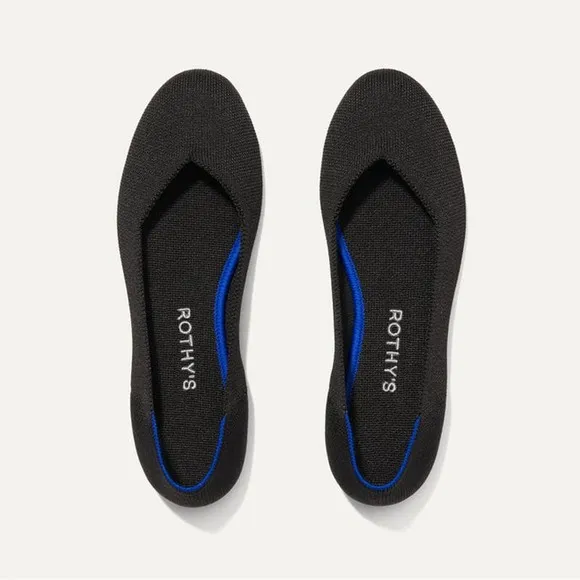 Rothy's The Round Toe Ballet Flat Slip On Comfortable Black Solid Size W11 NWOB