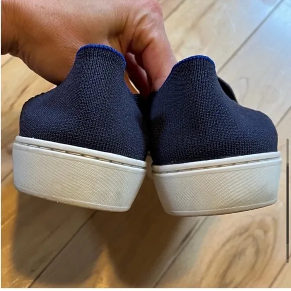 Rothy's The Sneaker Maritime Lattice Stitch Slip on Shoes in Navy Blue size 8
