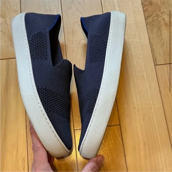 Rothy's The Sneaker Maritime Lattice Stitch Slip on Shoes in Navy Blue size 8