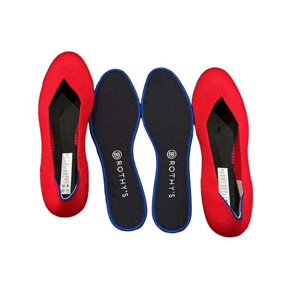 ROTHY'S Women's The Flat Round-Toe Slip-on Knit Upper Flats in Red Size 12 NWOT