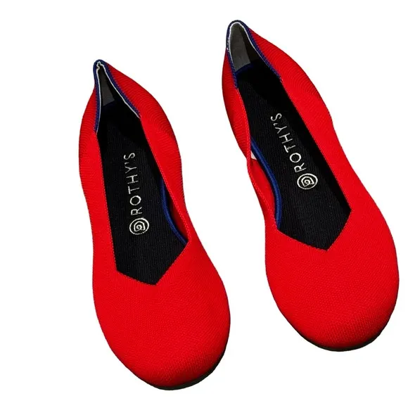 ROTHY'S Women's The Flat Round-Toe Slip-on Knit Upper Flats in Red Size 12 NWOT