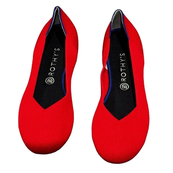 ROTHY'S Women's The Flat Round-Toe Slip-on Knit Upper Flats in Red Size 12 NWOT