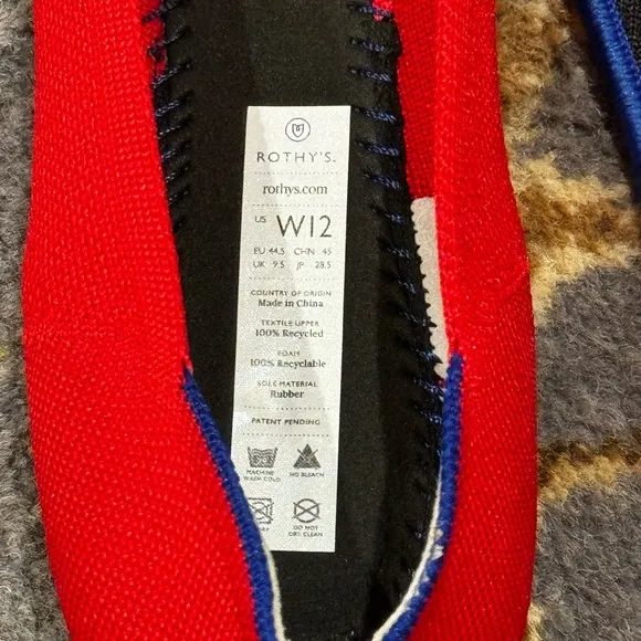 ROTHY'S Women's The Flat Round-Toe Slip-on Knit Upper Flats in Red Size 12 NWOT
