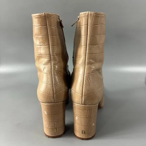 Rouje Paris Celeste Croc-effect Leather Ankle Boots, Size 39