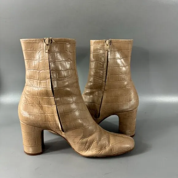 Rouje Paris Celeste Croc-effect Leather Ankle Boots, Size 39
