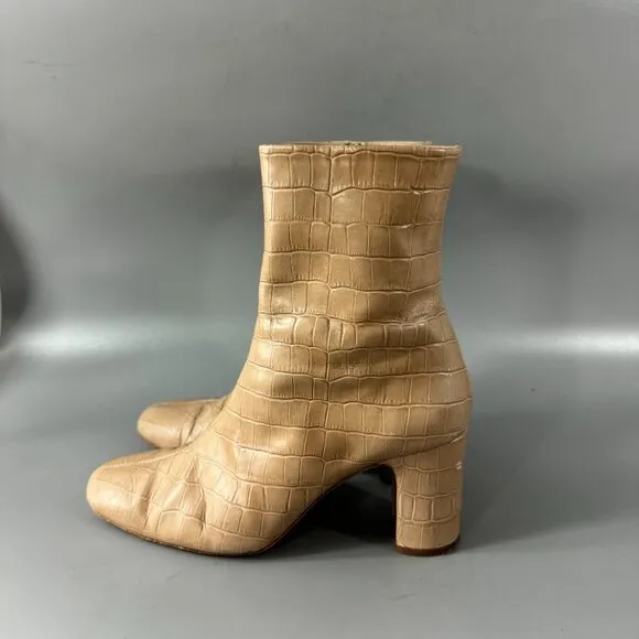 Rouje Paris Celeste Croc-effect Leather Ankle Boots, Size 39