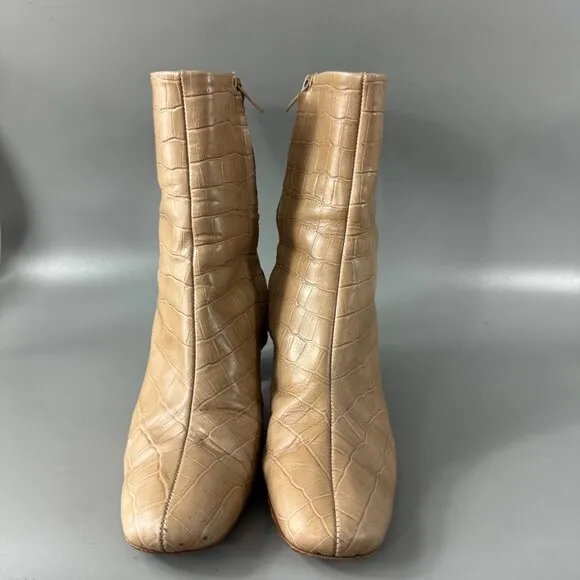 Rouje Paris Celeste Croc-effect Leather Ankle Boots, Size 39