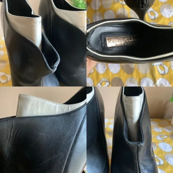 Rupert Sanderson London black tuxedo leather heels 39