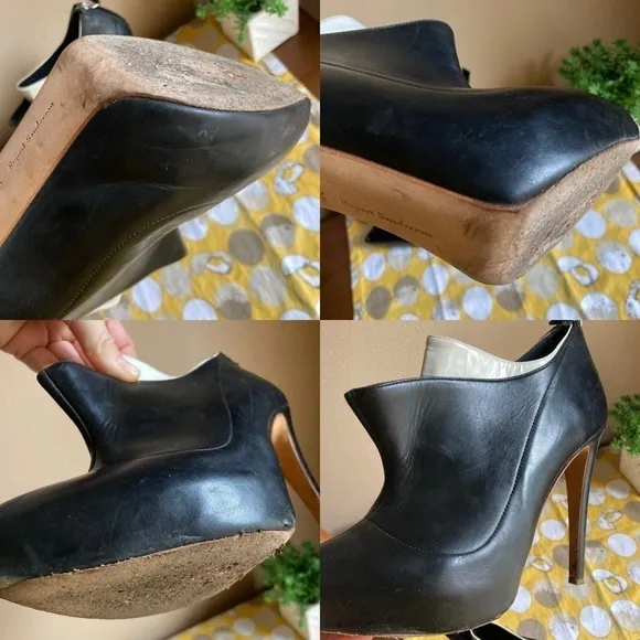 Rupert Sanderson London black tuxedo leather heels 39