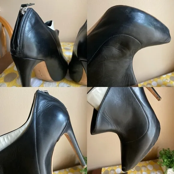 Rupert Sanderson London black tuxedo leather heels 39